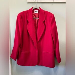 Vintage Leslie Faye Red Blazer Wool Blend Jacket Size 12